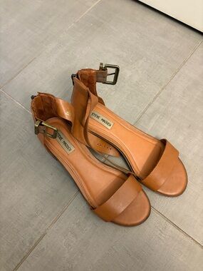 Steve Madden Brown Leather Ankle-Strap Sandals